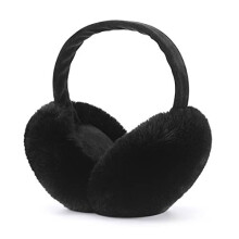 (Black) Ear Muffs for Women Winter Ear Warmers Soft & Warm Cable Knit Furry Fleece