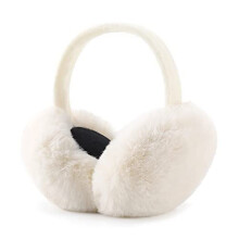 (White) Ear Muffs for Women Winter Ear Warmers Soft & Warm Cable Knit Furry Fleece