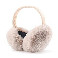 (Khaki) Ear Muffs for Women Winter Ear Warmers Soft & Warm Cable Knit Furry Fleece