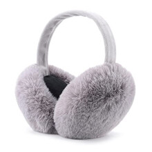 (Gray) Ear Muffs for Women Winter Ear Warmers Soft & Warm Cable Knit Furry Fleece