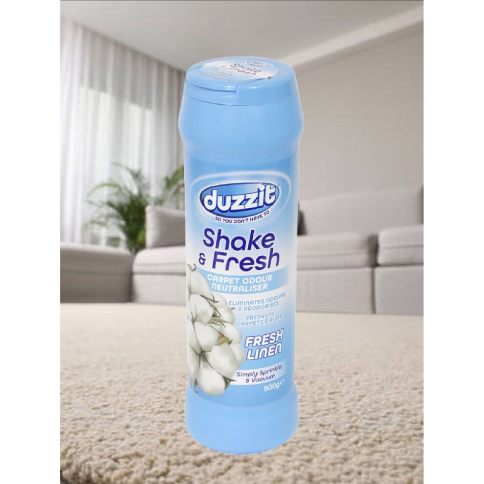 Duzzit Shake & Fresh Carpet Odour Neutraliser Powder Fresh Linen 500G