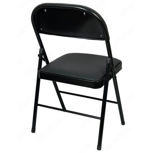 Folding Metal Chair Functional With Soft Padded Black Seat Home Dining 1