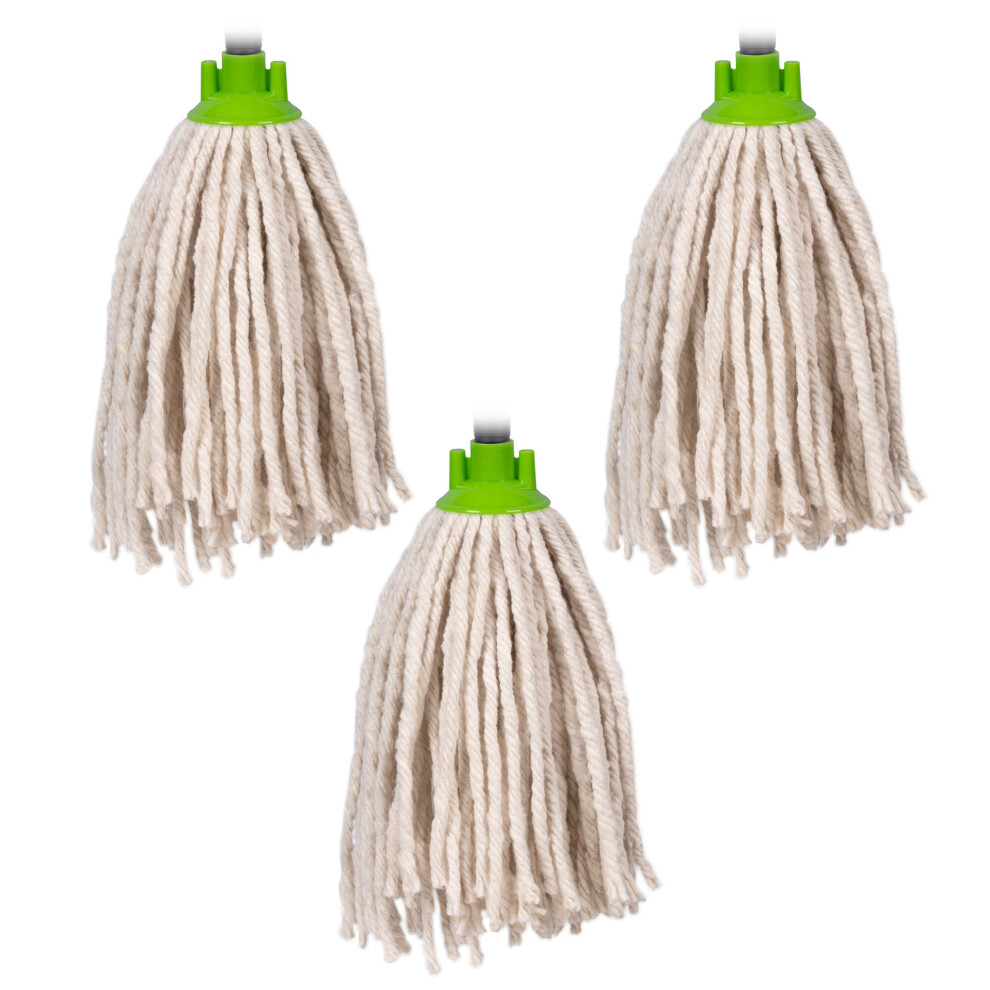 (Green, 3x) Cotton Floor Mop Head Replacement Cleaning