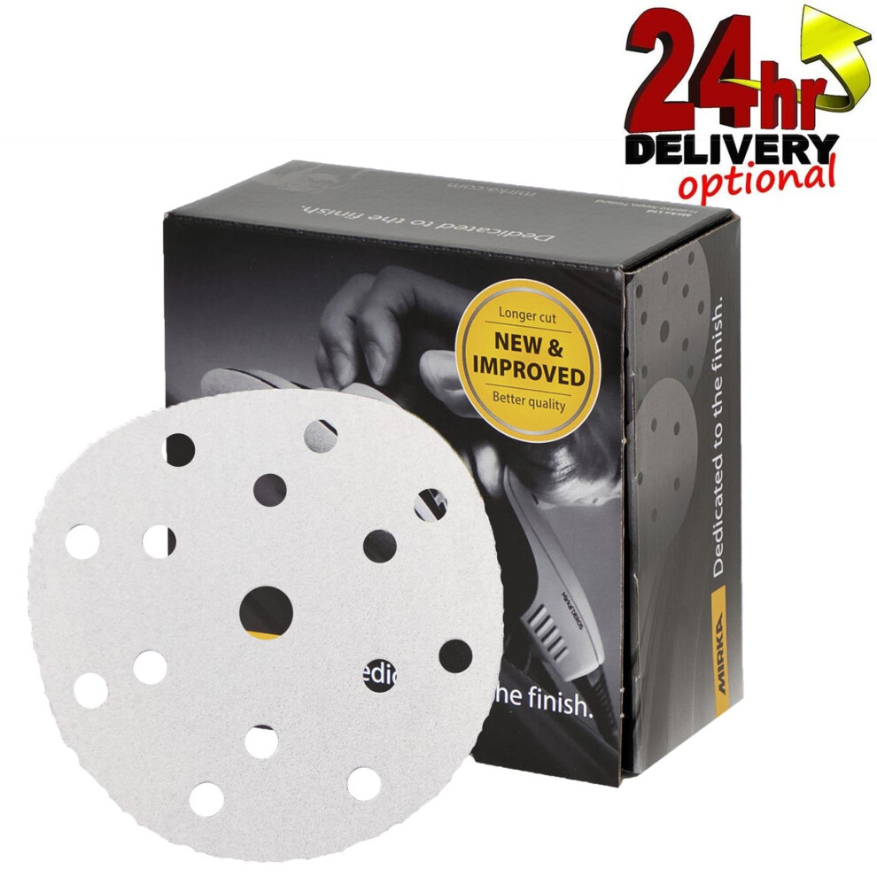 Mirka White Basecut Velro 150mm Sanding Discs - Box 100 6" Abrasive P120 Grit