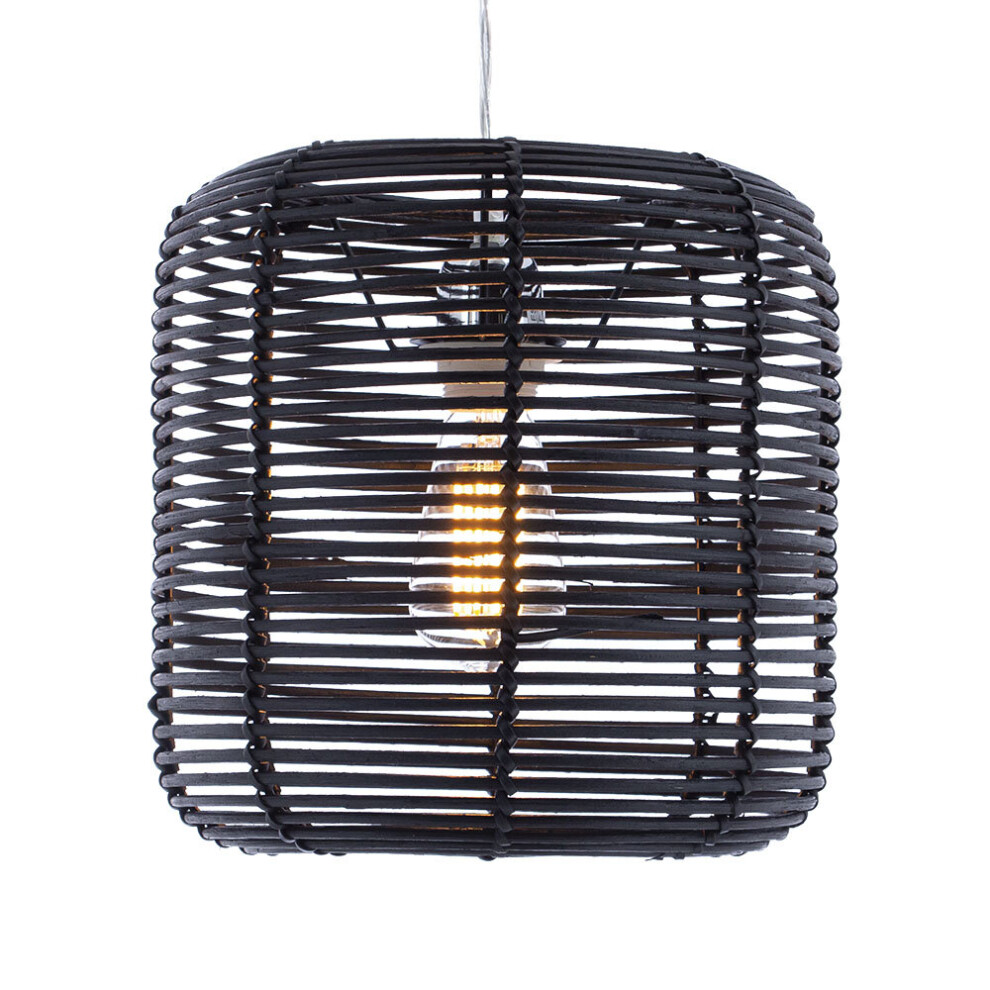 Litecraft Light Shade 28.5cm Easy Fit Rattan Ceiling Lampshade - Black