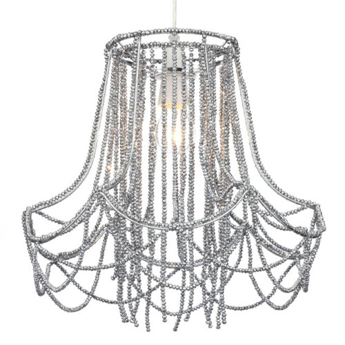 Litecraft Light Shade Beaded Easy Fit Ceiling Lampshade - Smoke Tint