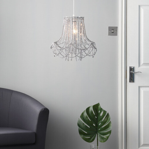 Litecraft Light Shade Beaded Easy Fit Ceiling Lampshade - Smoke Tint 1