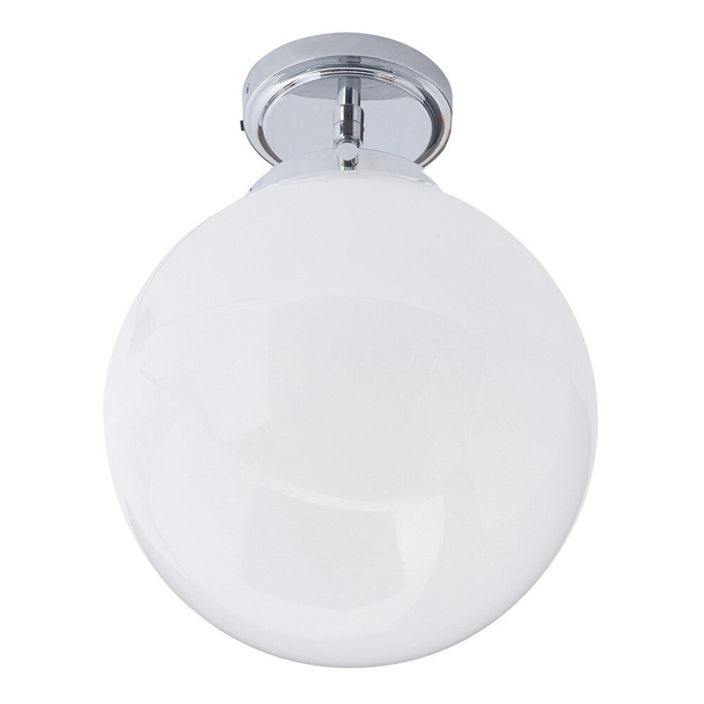 Litecraft Light/White Preston Semi Flush Ceiling With Shade - Chrome Size 1
