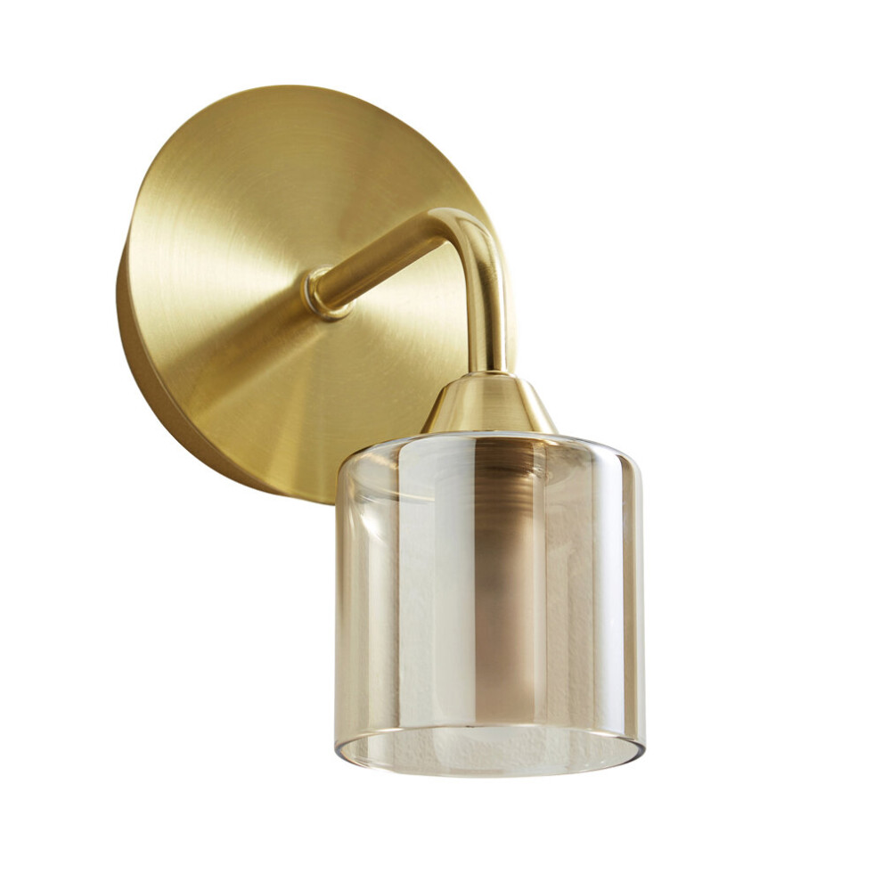 Litecraft Sylvia Bathroom Wall Light With Tinted Shade - Satin Brass
