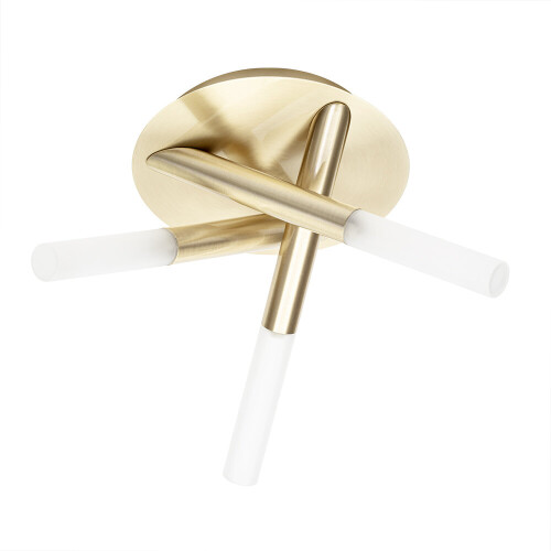 Litecraft Cross 3 Way Bathroom Flush Ceiling Light in Satin Brass