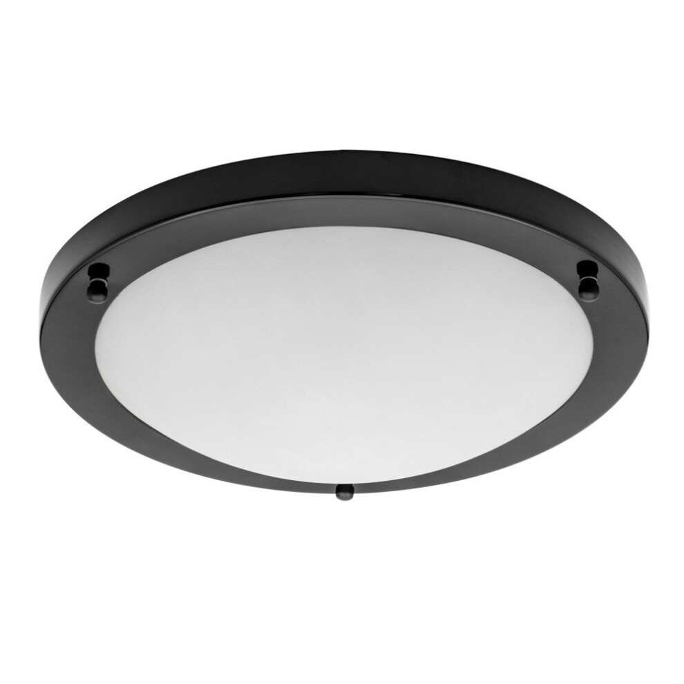 Litecraft Mari Large Flush Bathroom Ceiling Light in Black