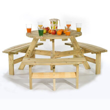 Brentwood 6 Seat Round Picnic Table - 1.7M Diameter - Green Pine