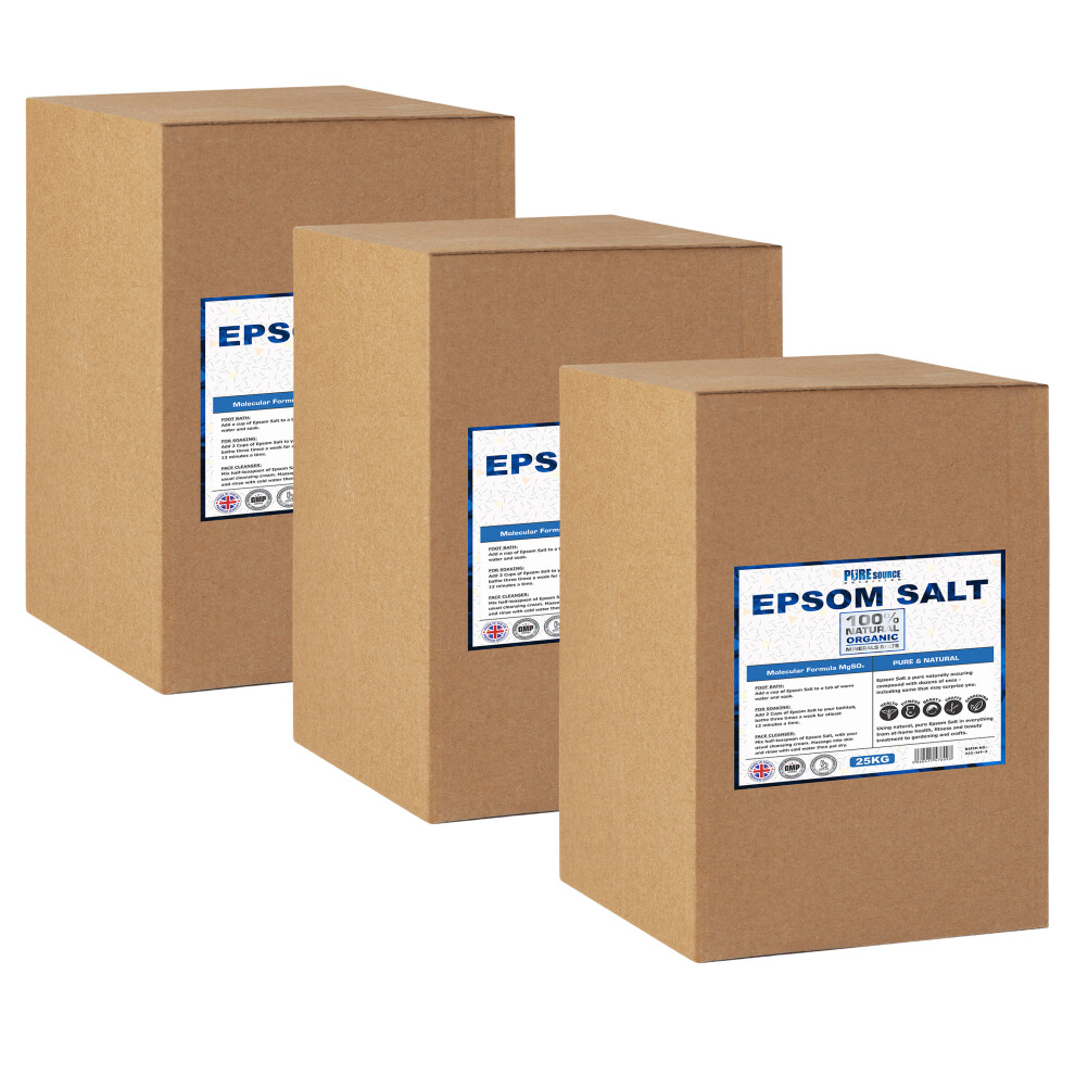 (3 x 25Kg) Epsom Salt Medical Grade 25Kg Box Vegan Vegetarian