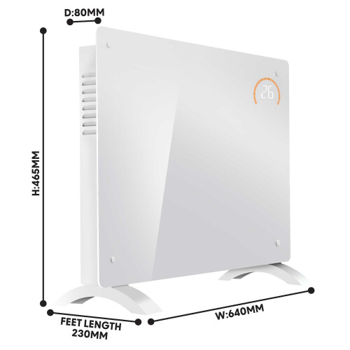 Dellonda (1500W, White) Baridi, Glass Panel Heater, Wi-Fi Enabled Control 1