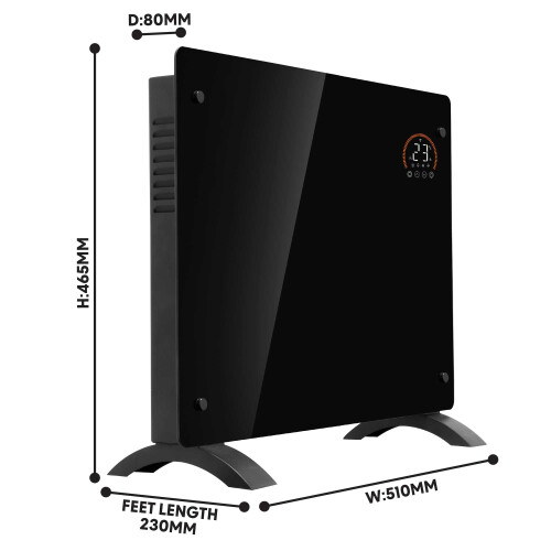 Dellonda (1000W, Black) Baridi, Glass Panel Heater, Wi-Fi Enabled Control 1