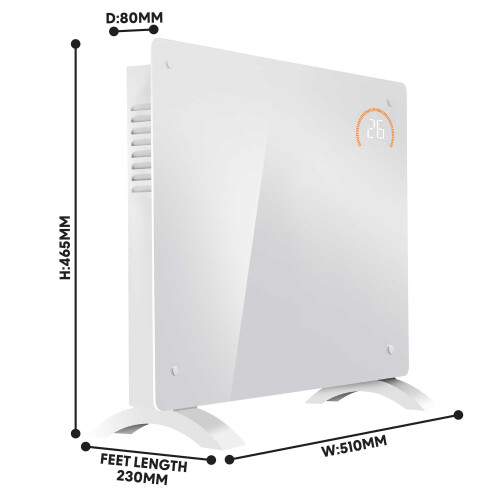 Dellonda (1000W, White) Baridi, Glass Panel Heater, Wi-Fi Enabled Control 1