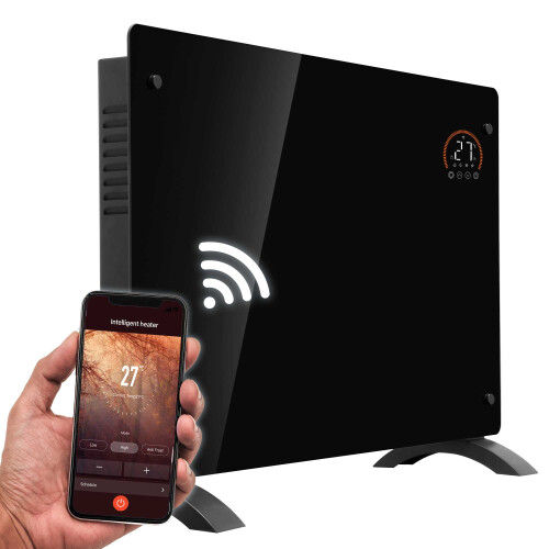 Dellonda (2000W, Black) Baridi, Glass Panel Heater, Wi-Fi Enabled Control