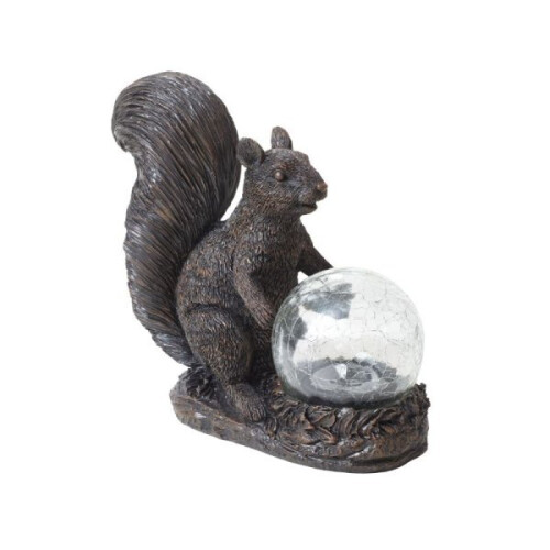 Stunning Outdoor Multicolour Solar Garden Squirrel with Sphere Ornament - patio