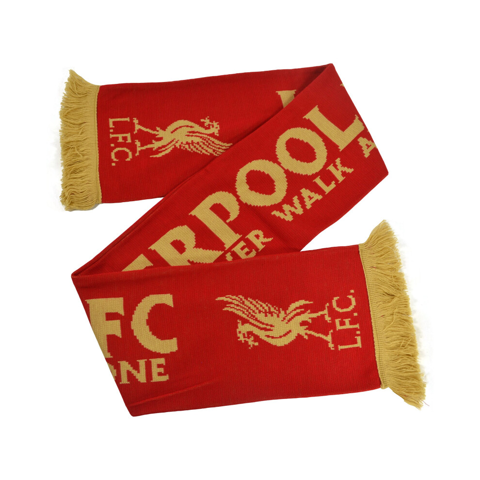 Liverpool Gold Standard Red Camel Jacquard Knit Scarf