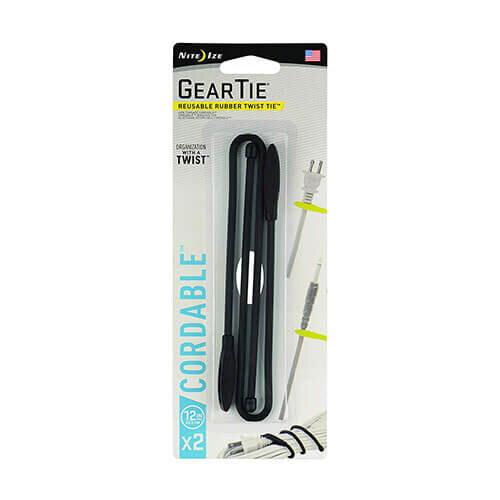 Nite Ize (Black) Nite Ize Gear Tie Cordable Twist Tie 12" (2 Pack) 1