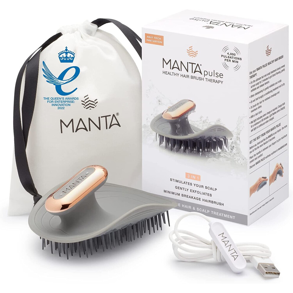 Manta Pulse Healthy Hair Brush Therapy 3 In 1 GREY