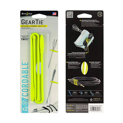 Nite Ize (Neon Yellow) Nite Ize Gear Tie Cordable Twist Tie 12" (2 Pack) 2