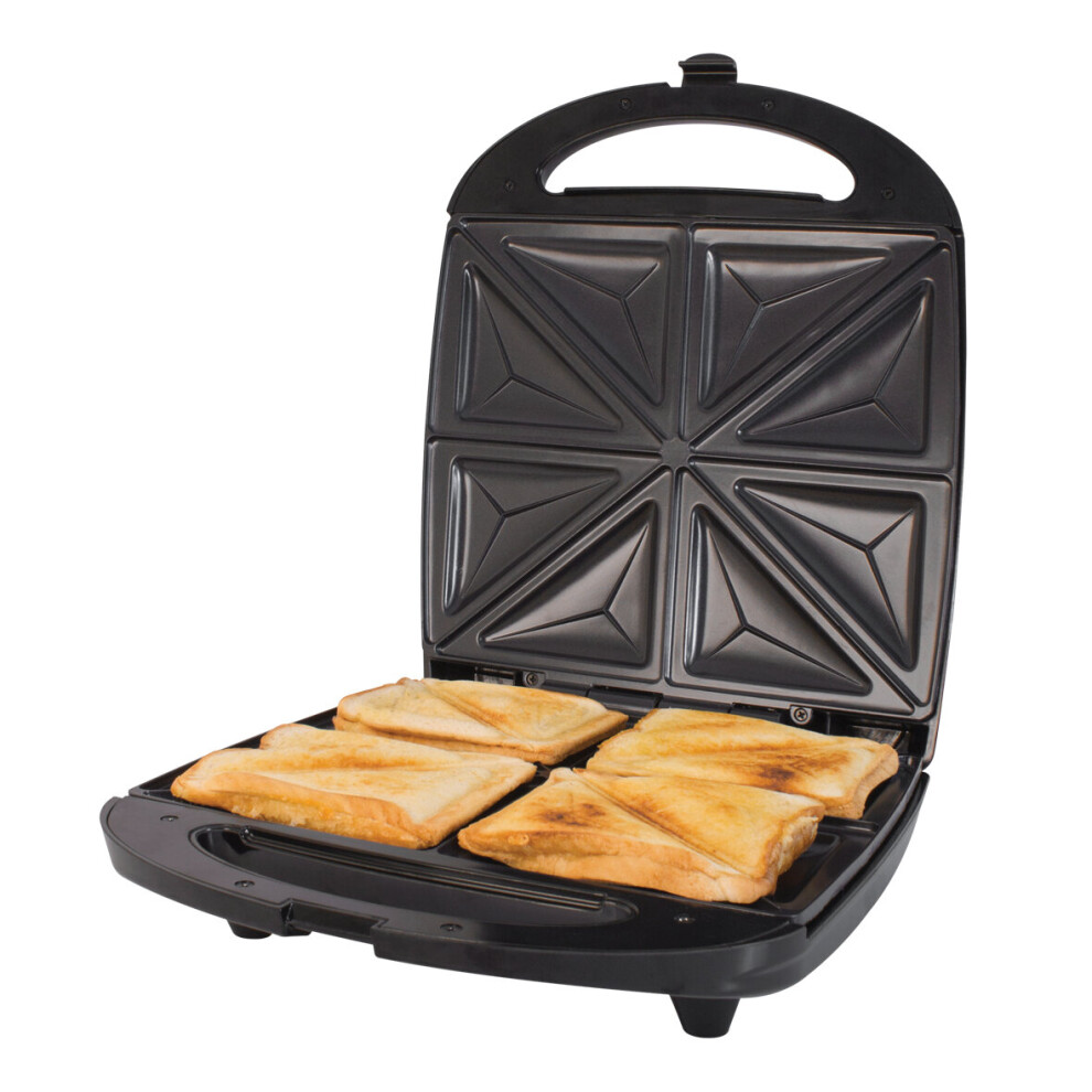 Quest 35990 Quad Sandwich Toaster / 4 Portion 8 Slice Non-Stick Toastie Maker / Auto Temperature Control / Cool Touch Handle and Locking Clip