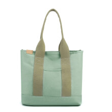 (Green A style zipper) Large Utility Tote Bags with Pockets Zip Top for Teacher Nurse School Work