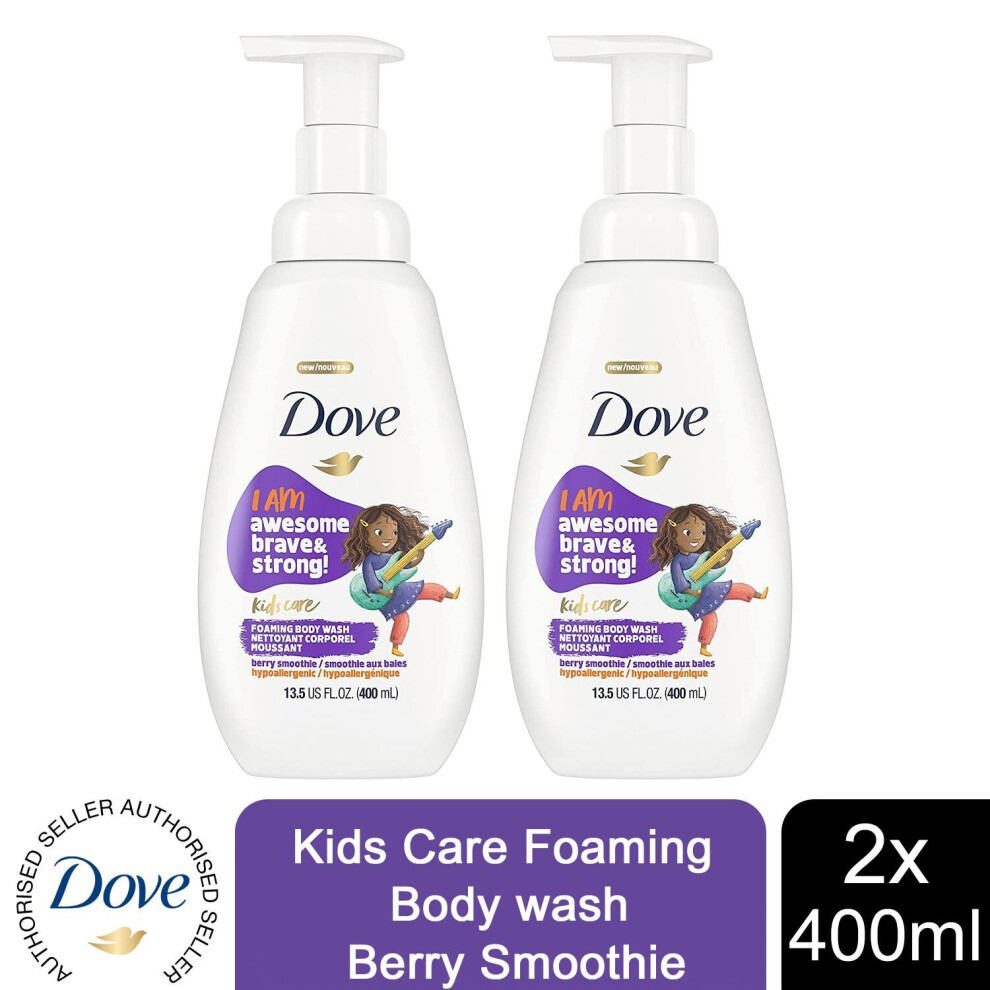Dove Kids Care Body Wash Berry Smoothie Foaming Wash, 2x400ml