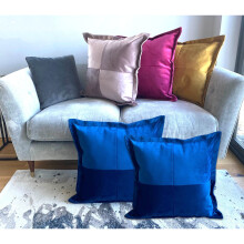 (2 x Marine Blue) XL Luxury Velvet Cushions with insert Cushion pad