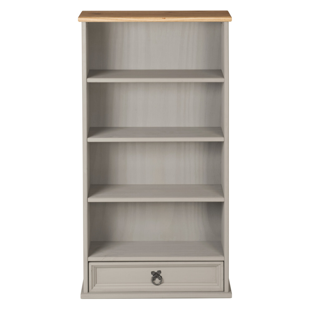 Corona Grey DVD 1 Drawer Bookcase CD Rack Mexican Solid Pine