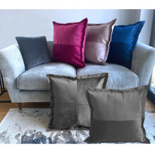 (2 x Grey) XL Luxury Velvet Cushions with insert Cushion pad