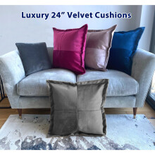 (1 x Grey) XL Luxury Velvet Cushions with insert Cushion pad