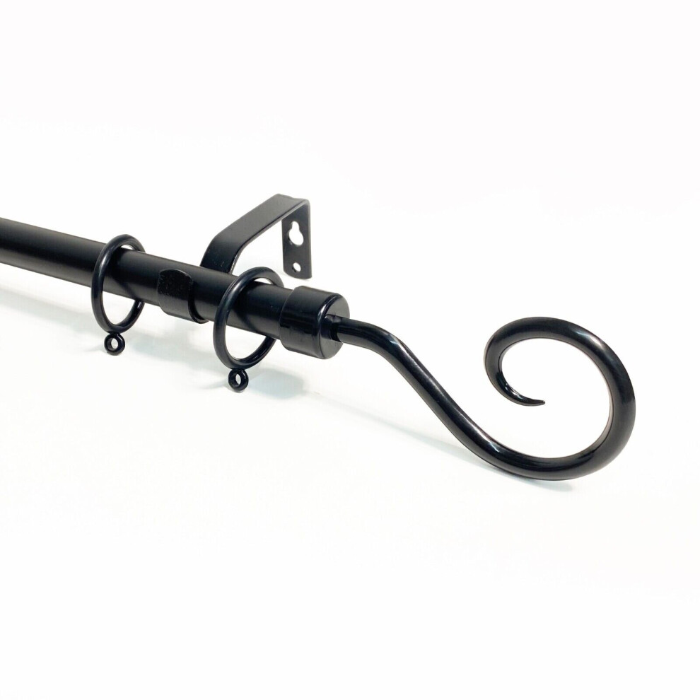Lister Cartwright (120 - 210 Cm, ( Crook )) 16-19 Mm Extendable Metal Curtain Pole Rods Voile Easy Fitting Black