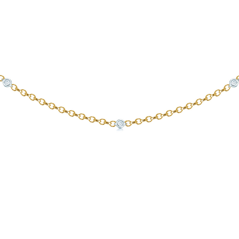 (18) Jewelco London Ladies Solid 18ct 2 Colour Gold Rub Over Set Round G SI1 Diamond By The Inch Eternity Necklace
