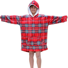Unisex Oversized Hoodie Red Tartan Print Snuggle