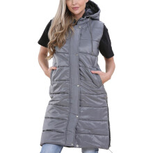 (3XL, Steel Grey) Ladies Oversized Gilet Long Line Style Grey Jacket