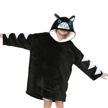 (3-6 Years, Cat Black) Unisex Oversized Hoodie Cat Black Snuggle Blanket