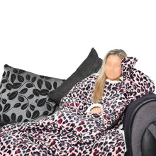 Girls Wearable Leopard Snuggle Double Layer TV Blanket