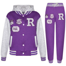 (11-12 Years, FOX Purple & Grey) Girls Boys Baseball NYC FOX Tracksuit