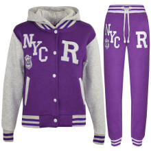 (5-6 Years, NYC Purple & Grey) Girls Boys Baseball NYC FOX Tracksuit