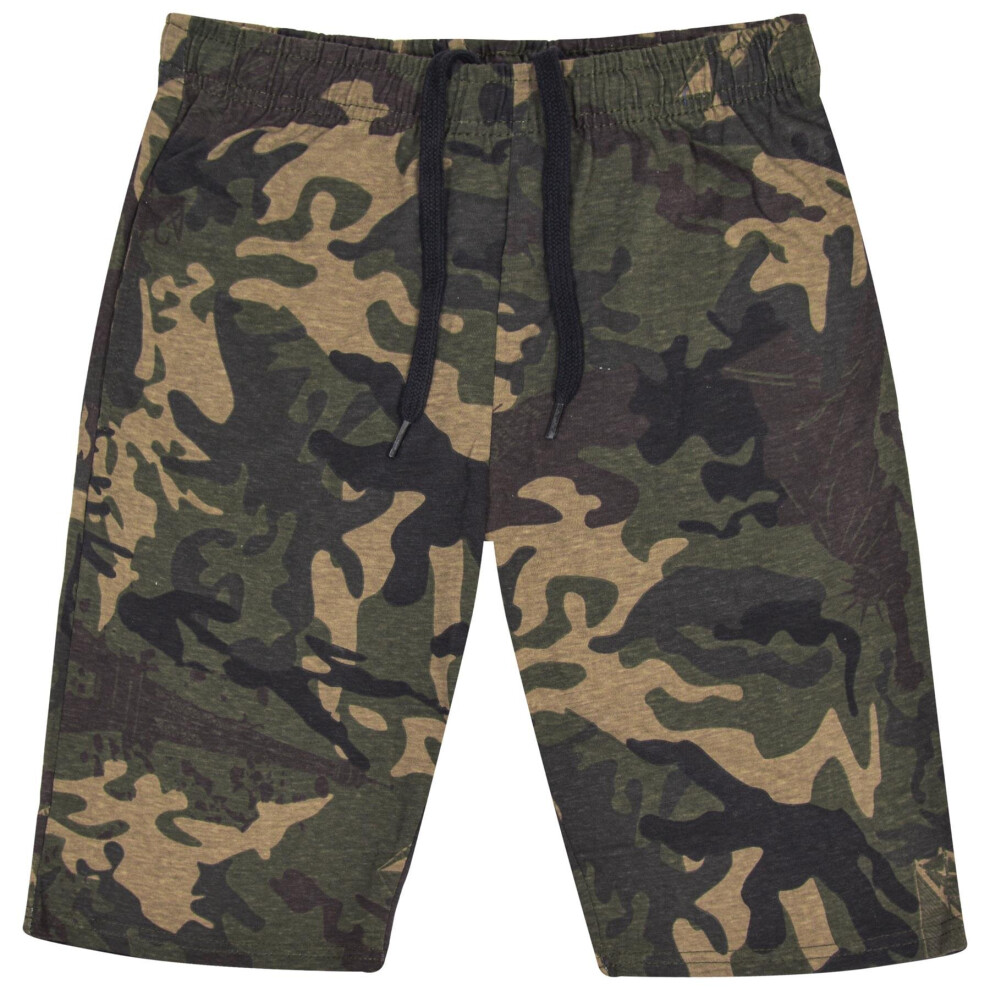 (5-6 Years, Camo Green) Boys Shorts Casual Summer Chino Shorts Knee Length