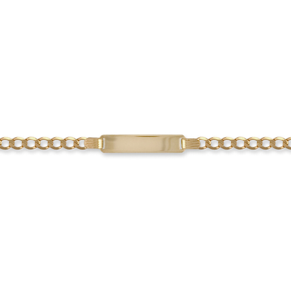 (7.5) Jewelco London Unisex Solid 9ct Yellow Gold Curb Link 3.2mm Gauge Identity ID Bracelet