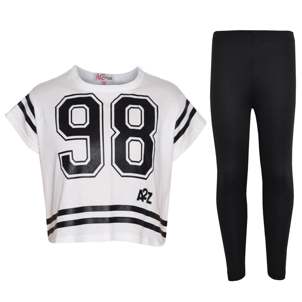 (13 Years, White) Girls 98 Print Stylish Crop Top & Legging Set-image-OPC-PB9PH2N-NEW
