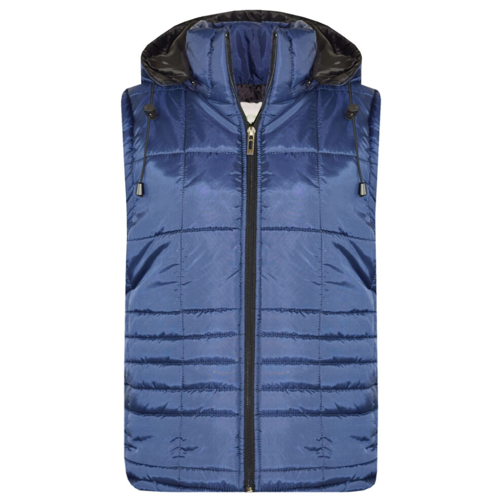 (9-10 Years, Navy Blue) Girls Boys Hooded Padded Lined Gilet Navy Jackets