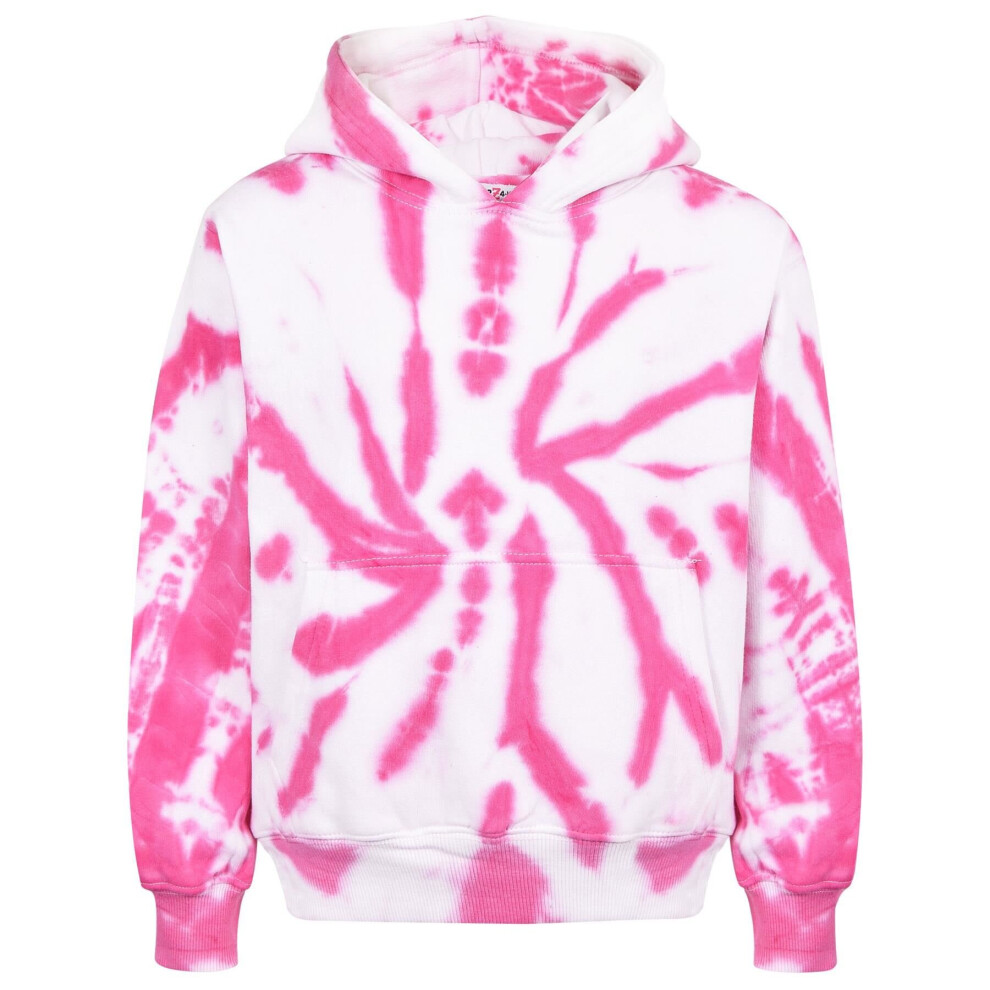 (7-8 Years, Tie Dye Pink) Girls Sweat Shirt Tie Dye Pink Hooded Jumpers