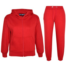 (5-6 Years, Red) Unisex Plain Hoodie with Joggers Jogging Sweatpant