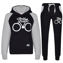 (7-8 Years, Black & Grey) Boys Girls Pedal Power Jogging Suit Tracksuit