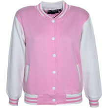 (13 Years, Baby Pink) Unisex Baseball Contrast Jacket Varsity Style Coat