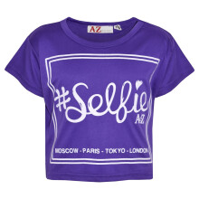(9-10 Years, Purple) Girls #Selfie Print Stylish Fahsion Crop Top